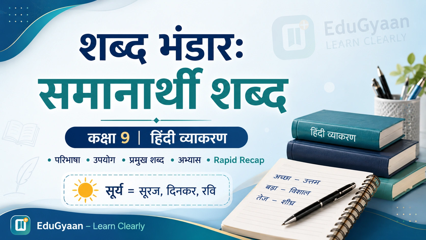 शब्द भण्डार : समानार्थी शब्द | पर्यायवाची शब्द और अभ्यास