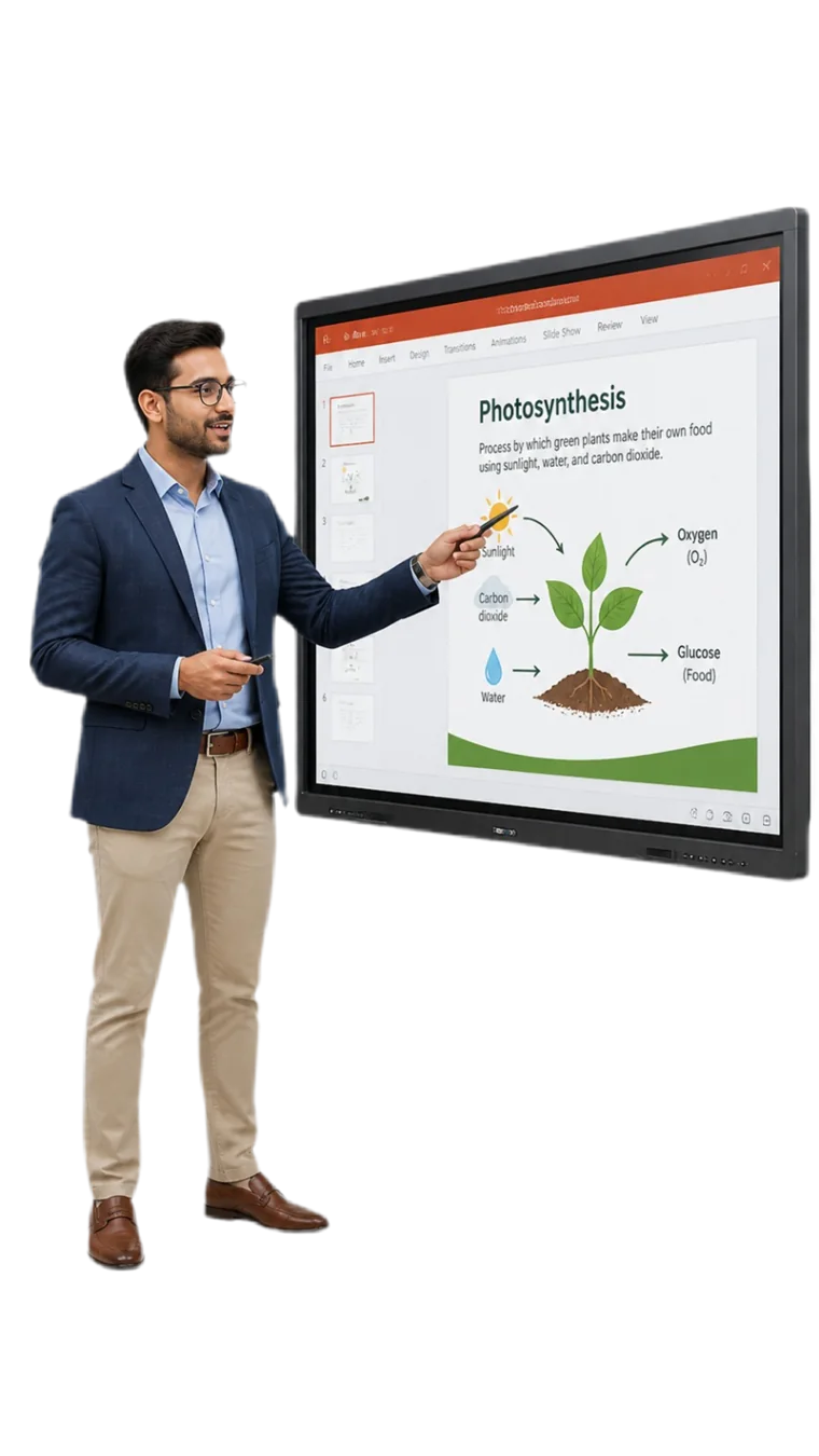 Teacher presenting featured PPT content